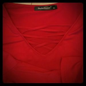 Xl boho red v neck Style Dome top